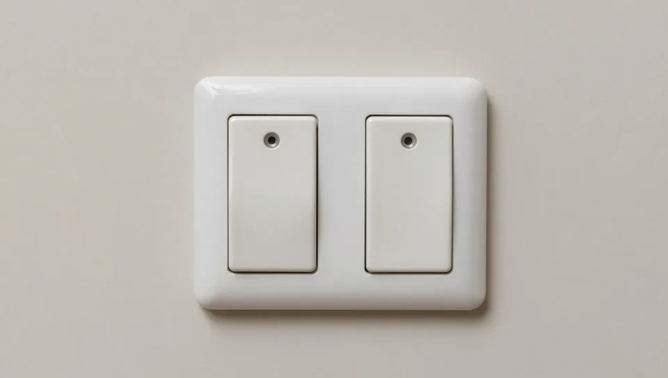 Detail eines neu gesetzten Lichtschalters in einer Altbauwohnung in Berlin-Pankow