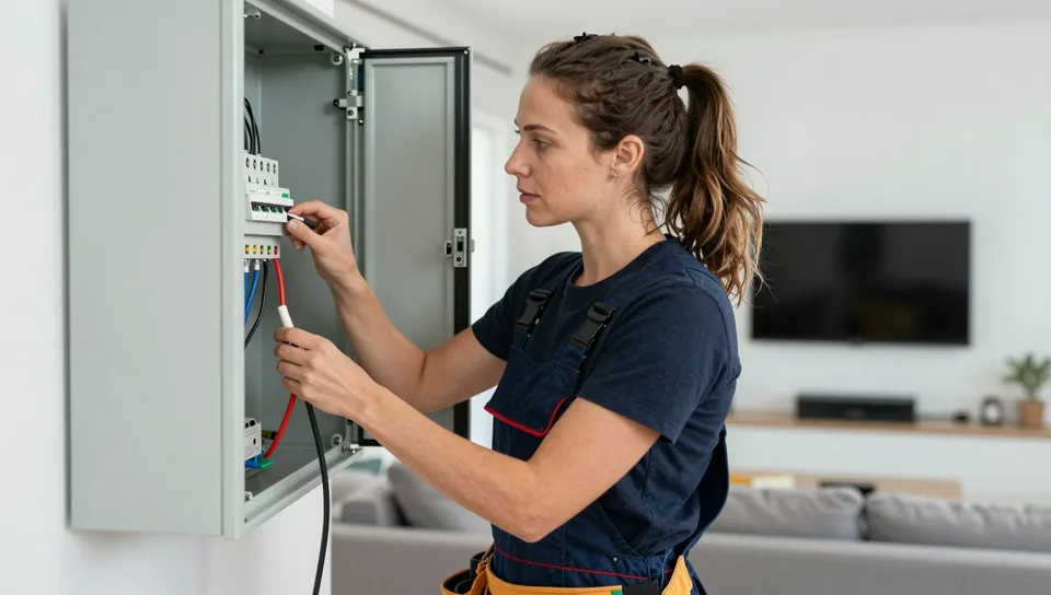 Vorarbeiten am Verteilerschrank vor der Wallbox-Anbindung